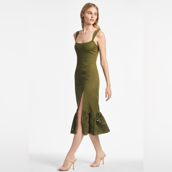Sachin & Babi - Laura Vine Embroidered Eyelet Midi Dress 💚 sz 10